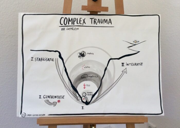 Complex Trauma - Unieke, handgeschilderde poster over de invloed van trauma op ontwikkeling en persoonlijkheid